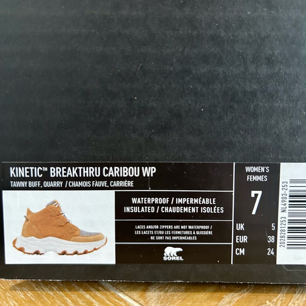 SOREL Women’s Kinetic Breakthru Caribou Waterproof Sneaker Boots, Sz 7 *NEW* - Picture 7 of 9